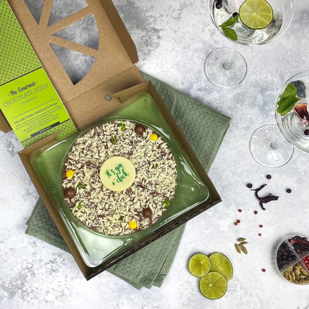 Bring on the Gin with our 7" Gin & Tonic Chocolate Pizza.